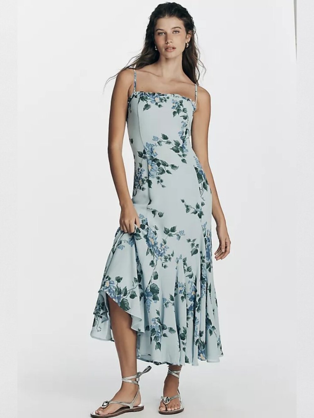 NWT Reformation Lilibet Midi Dress in Fresh Air Floral Ruffle Sleeveless Size 4